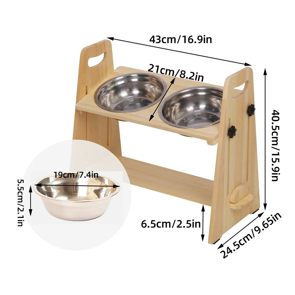Height Adjustable Elevated Dog Bowls – Raised Feeder Stand for Dogs of All Sizes