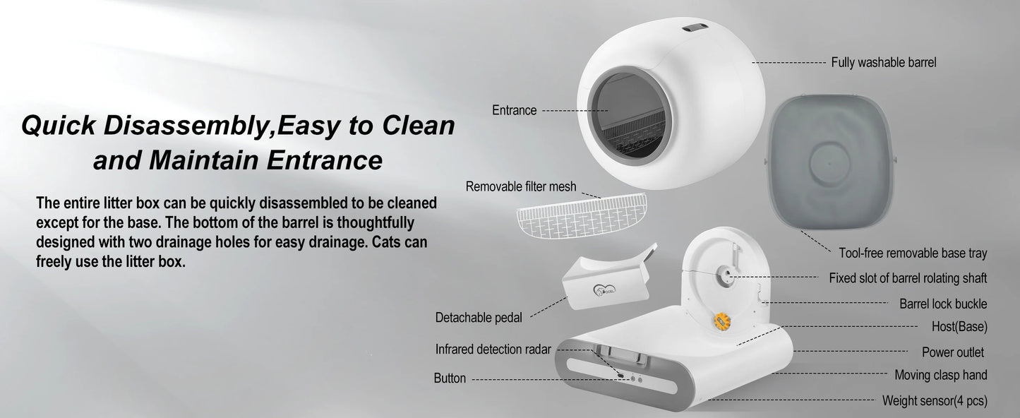 DOEL Smart Automatic Self-Cleaning Cat Litter Box with App Control and Mat – Large Multi-Cat Toilet