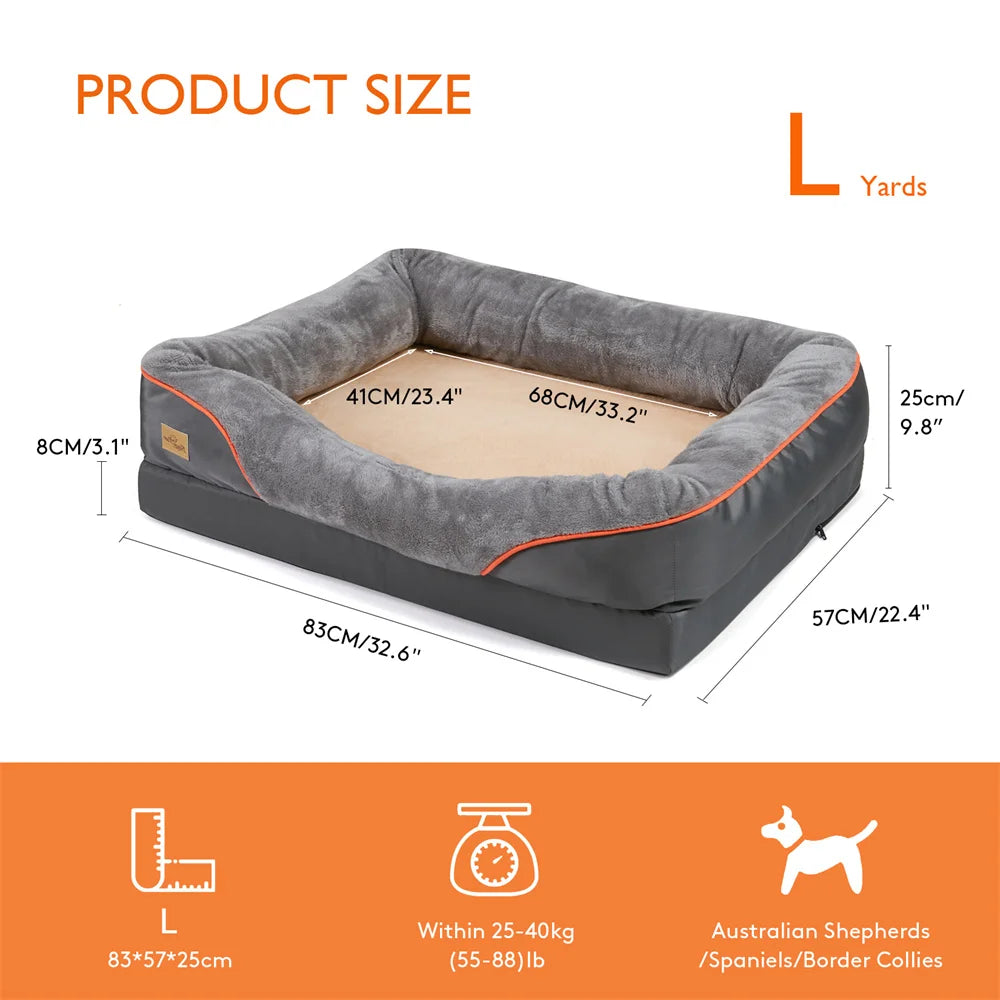 Jumbo Large Orthopedic Dog Bed – Memory Foam Pet Sofa Couch