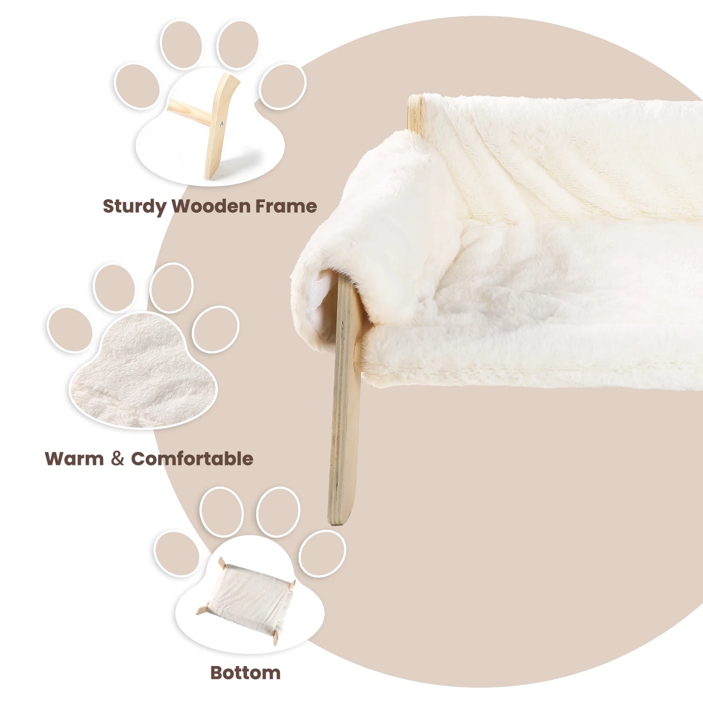 Large Raised Cat Bed – Plush Cat Sofa with Sturdy Wooden Legs, Soft Indoor Kitten Couch