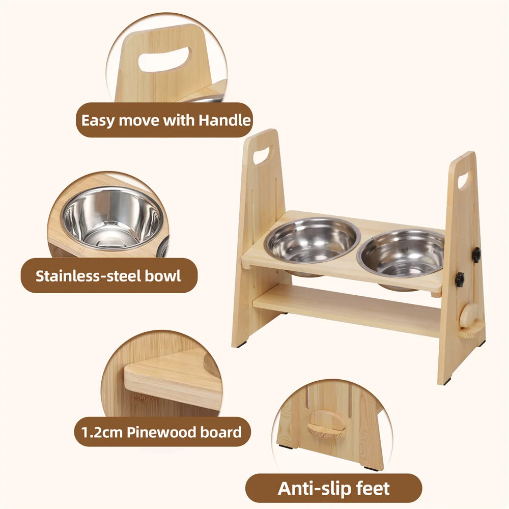 Height Adjustable Elevated Dog Bowls – Raised Feeder Stand for Dogs of All Sizes
