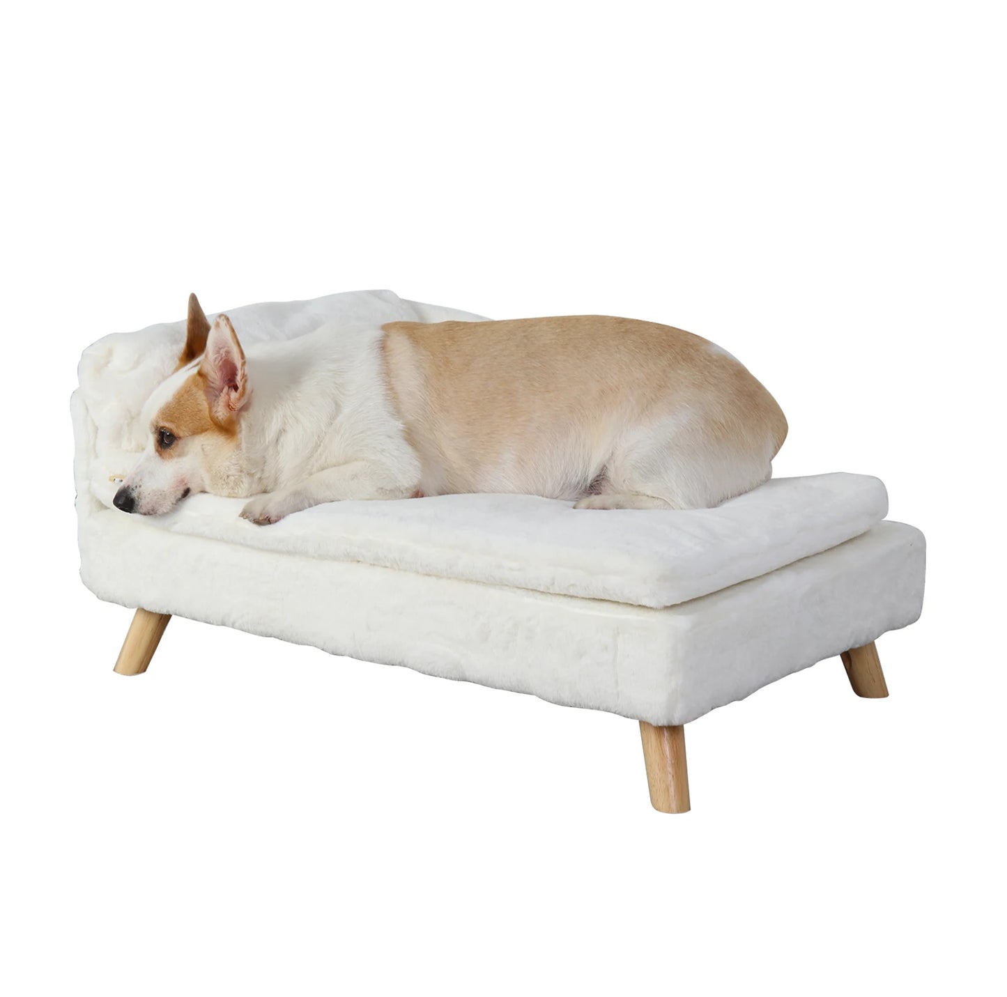 Elevated Pet Bed – Nordic Pet Sofa with Waterproof Cozy Pad & Sturdy Wooden Legs