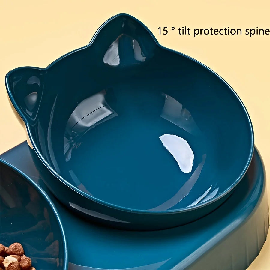 3-in-1 Tilted Pet Bowls with Water Feeder – Cat Food and Water Bowl Set