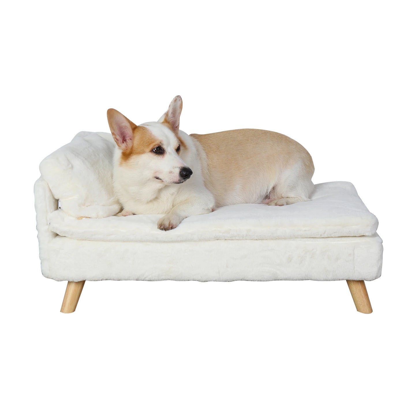 Elevated Pet Bed – Nordic Pet Sofa with Waterproof Cozy Pad & Sturdy Wooden Legs