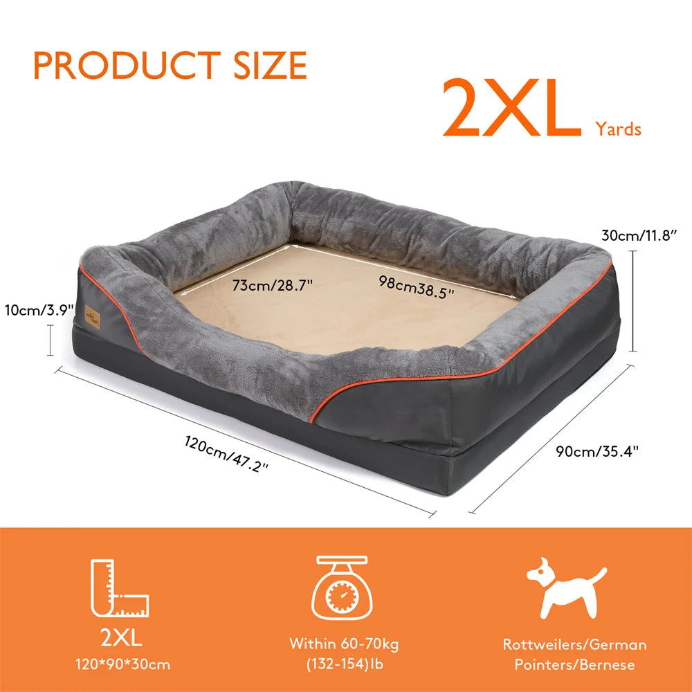 Jumbo Large Orthopedic Dog Bed – Memory Foam Pet Sofa Couch