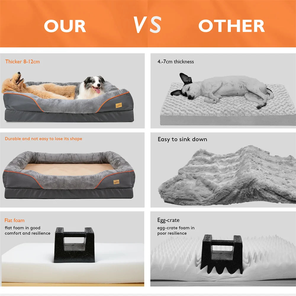 Jumbo Large Orthopedic Dog Bed – Memory Foam Pet Sofa Couch