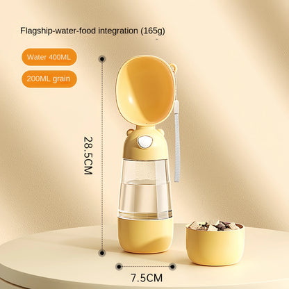 Portable Dog Water Bottle – Travel Pet Cup with Food Dispenser