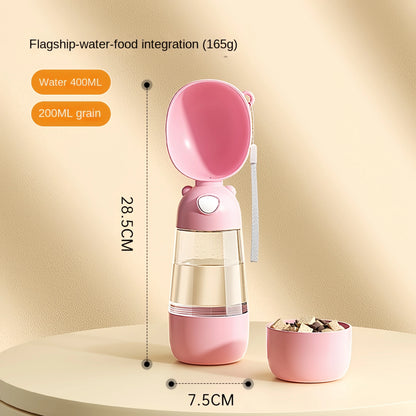 Portable Dog Water Bottle – Travel Pet Cup with Food Dispenser