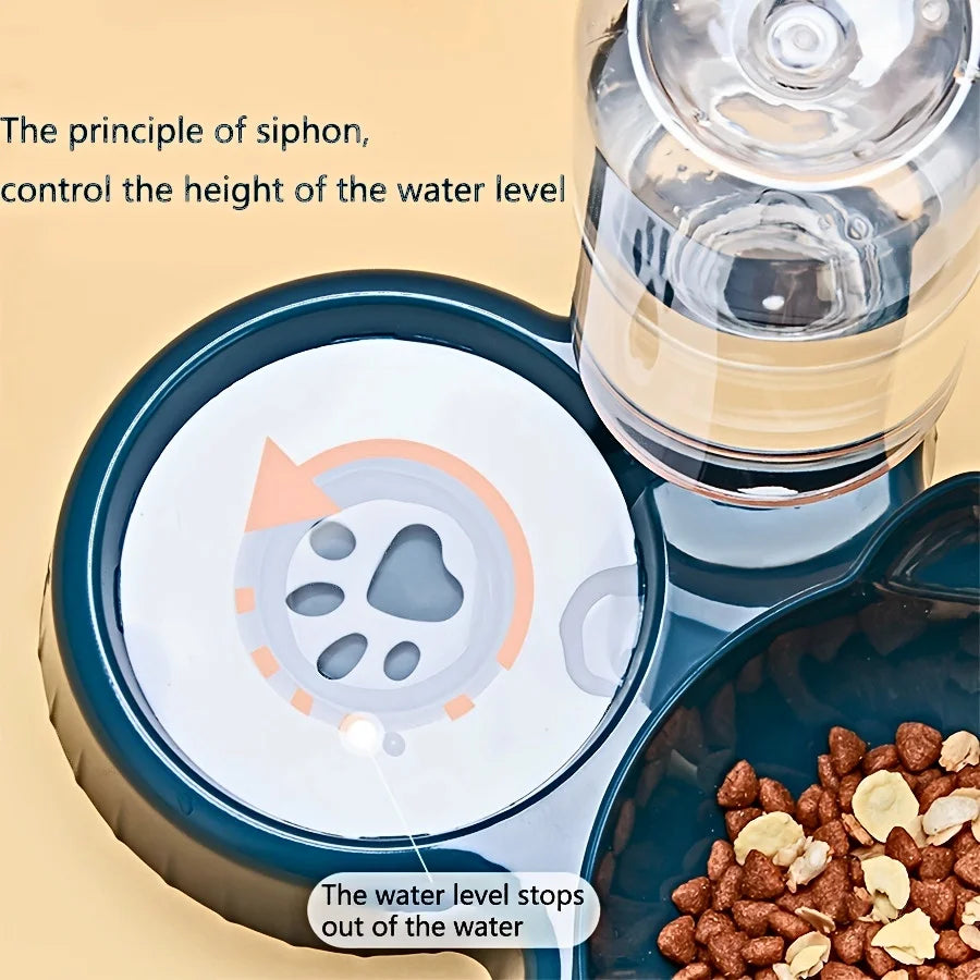 3-in-1 Tilted Pet Bowls with Water Feeder – Cat Food and Water Bowl Set