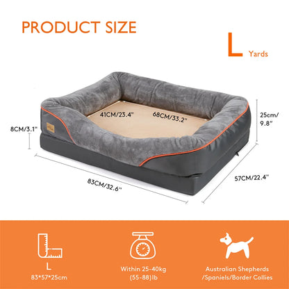Jumbo Large Orthopedic Dog Bed – Memory Foam Pet Sofa Couch