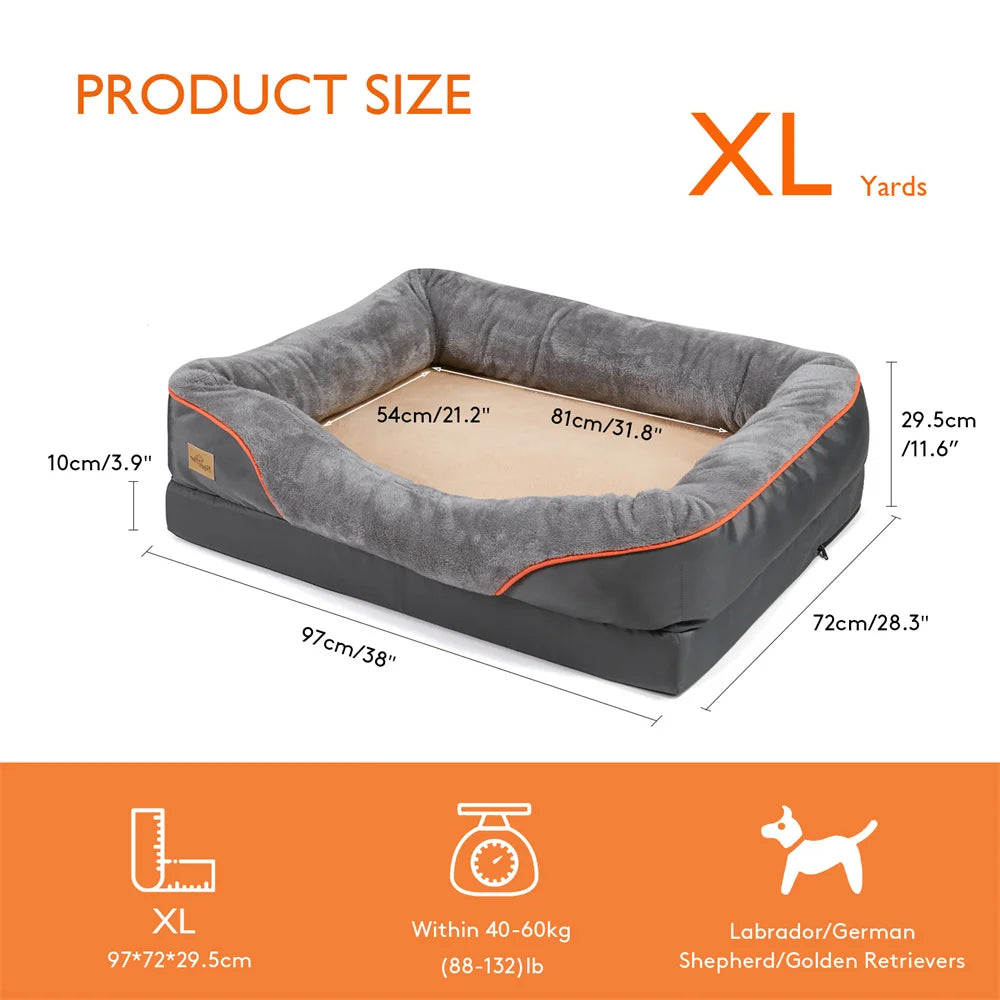 Jumbo Large Orthopedic Dog Bed – Memory Foam Pet Sofa Couch