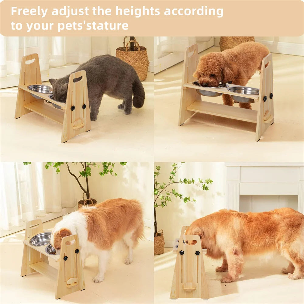 Height Adjustable Elevated Dog Bowls – Raised Feeder Stand for Dogs of All Sizes