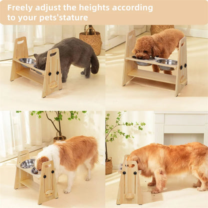 Height Adjustable Elevated Dog Bowls – Raised Feeder Stand for Dogs of All Sizes