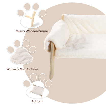 Large Raised Cat Bed – Plush Cat Sofa with Sturdy Wooden Legs, Soft Indoor Kitten Couch