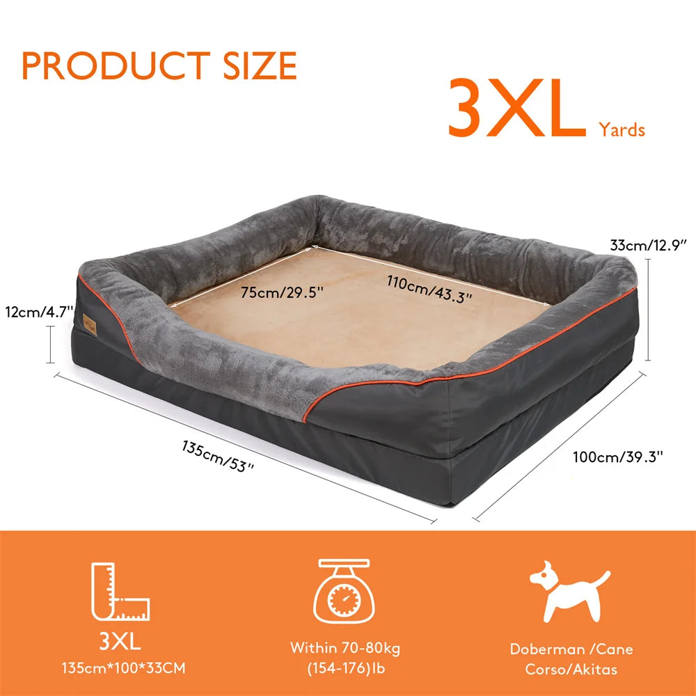 Jumbo Large Orthopedic Dog Bed – Memory Foam Pet Sofa Couch