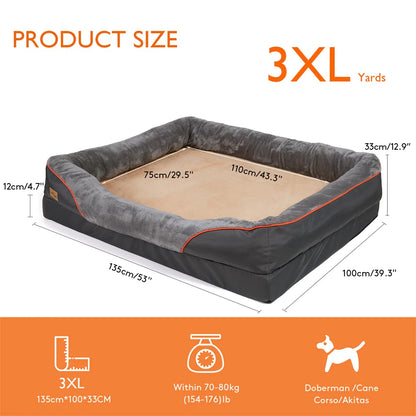 Jumbo Large Orthopedic Dog Bed – Memory Foam Pet Sofa Couch