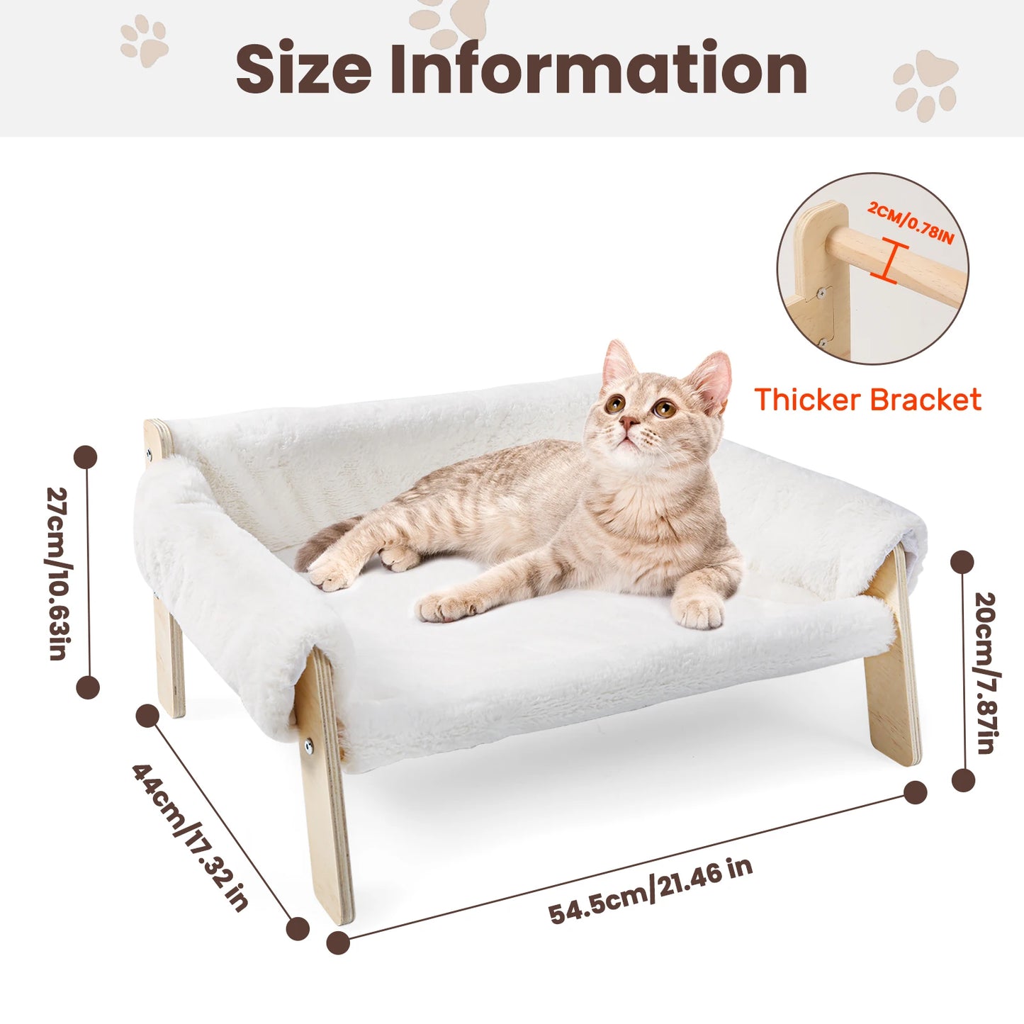Large Raised Cat Bed – Plush Cat Sofa with Sturdy Wooden Legs, Soft Indoor Kitten Couch