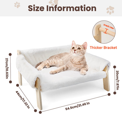 Large Raised Cat Bed – Plush Cat Sofa with Sturdy Wooden Legs, Soft Indoor Kitten Couch