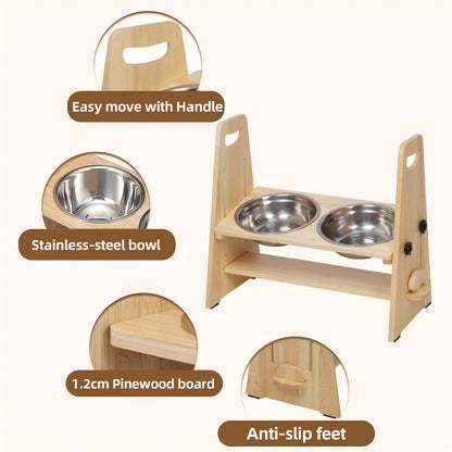Height Adjustable Elevated Dog Bowls – Raised Feeder Stand for Dogs of All Sizes