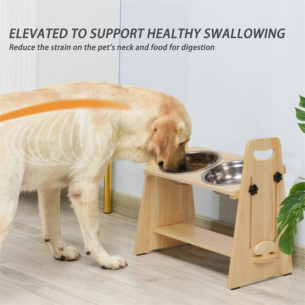 Height Adjustable Elevated Dog Bowls – Raised Feeder Stand for Dogs of All Sizes