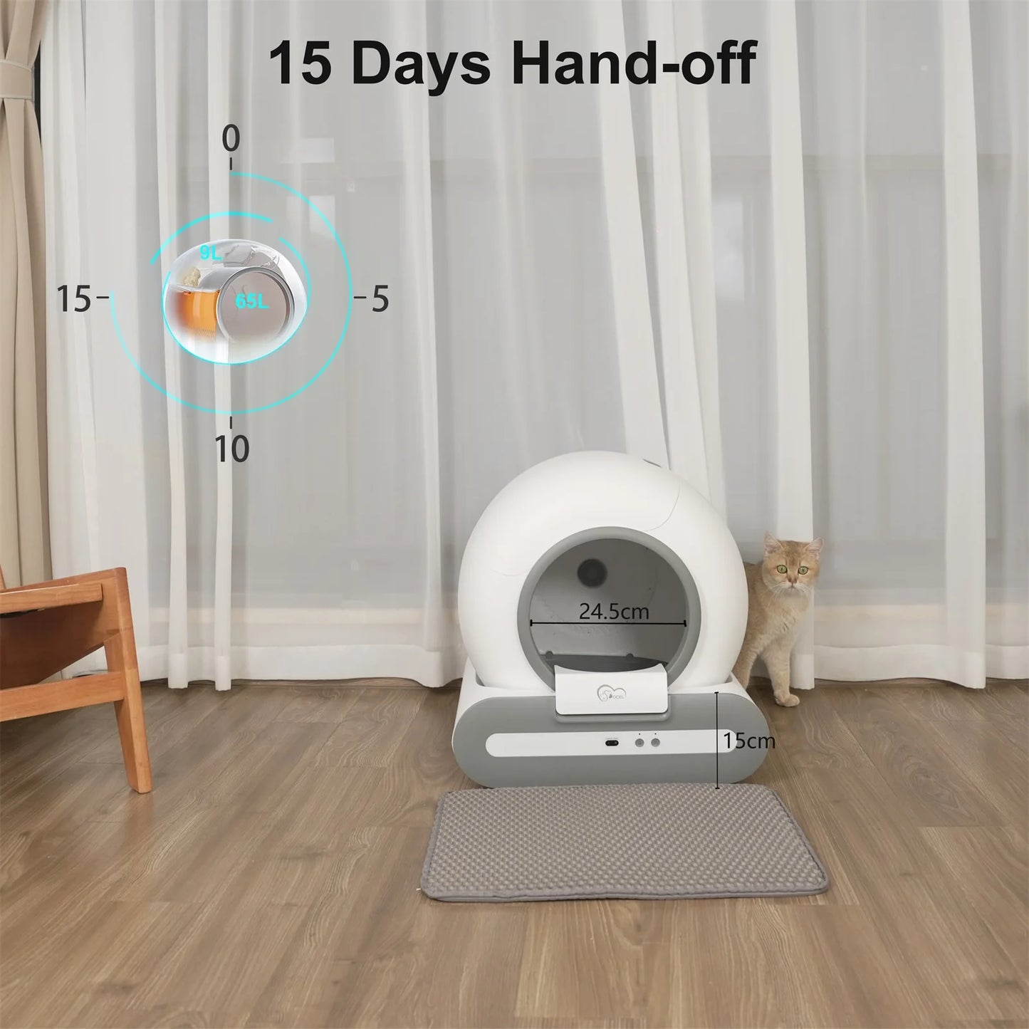 DOEL Smart Automatic Self-Cleaning Cat Litter Box with App Control and Mat – Large Multi-Cat Toilet
