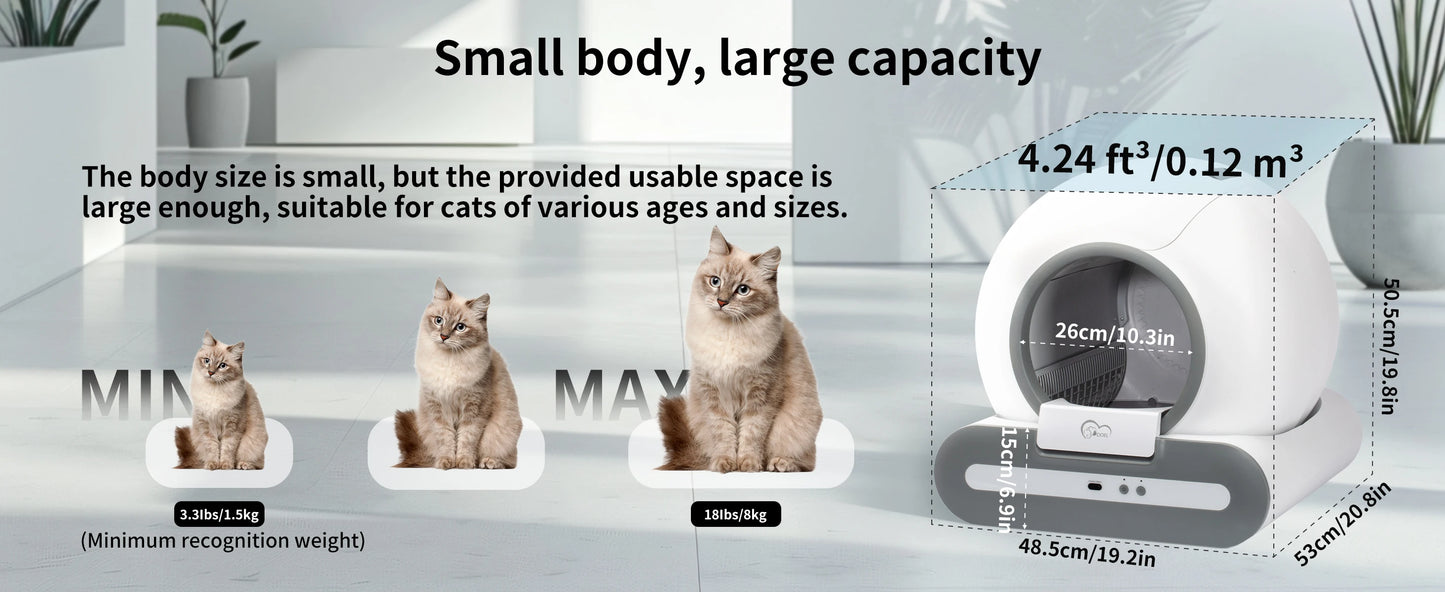 DOEL Smart Automatic Self-Cleaning Cat Litter Box with App Control and Mat – Large Multi-Cat Toilet