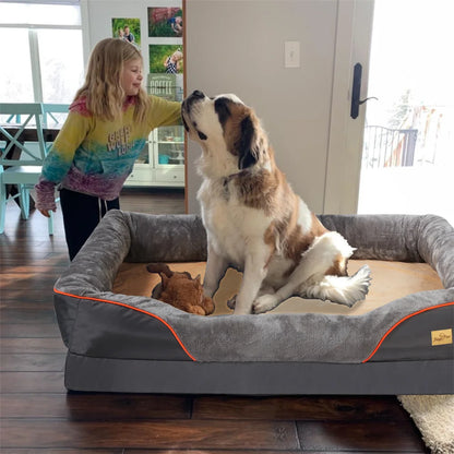 Jumbo Large Orthopedic Dog Bed – Memory Foam Pet Sofa Couch