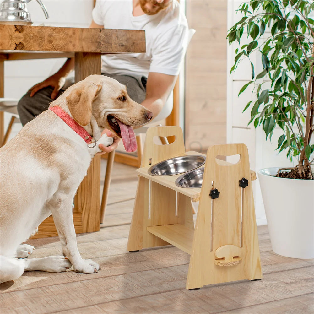 Height Adjustable Elevated Dog Bowls – Raised Feeder Stand for Dogs of All Sizes