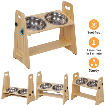 Height Adjustable Elevated Dog Bowls – Raised Feeder Stand for Dogs of All Sizes