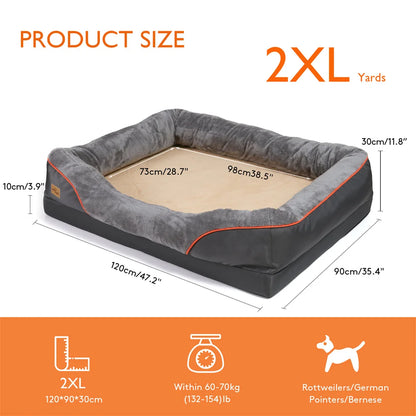 Jumbo Large Orthopedic Dog Bed – Memory Foam Pet Sofa Couch