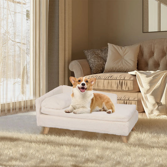Elevated Pet Bed – Nordic Pet Sofa with Waterproof Cozy Pad & Sturdy Wooden Legs