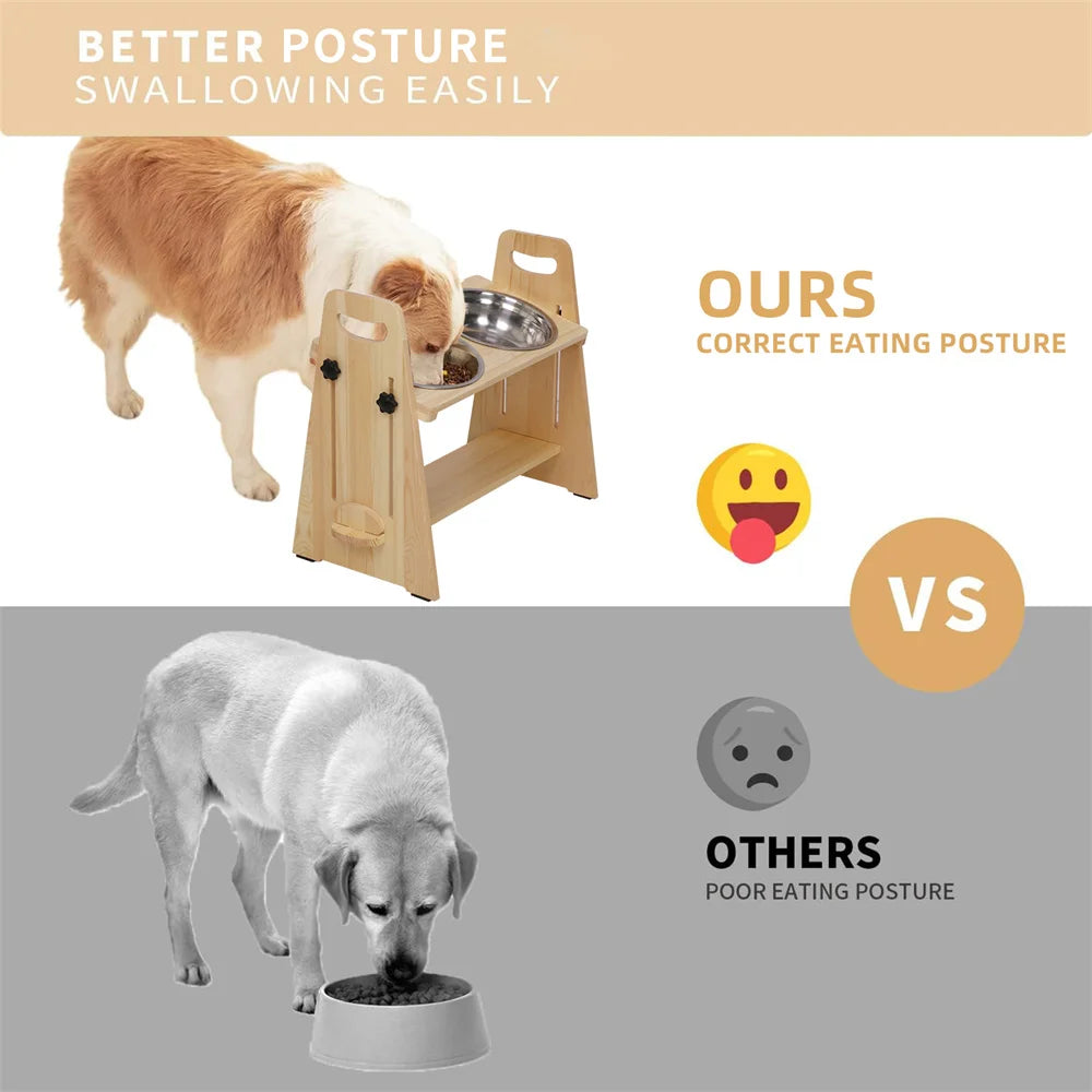 Height Adjustable Elevated Dog Bowls – Raised Feeder Stand for Dogs of All Sizes