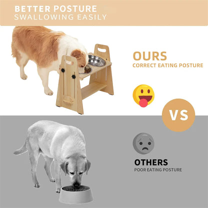 Height Adjustable Elevated Dog Bowls – Raised Feeder Stand for Dogs of All Sizes