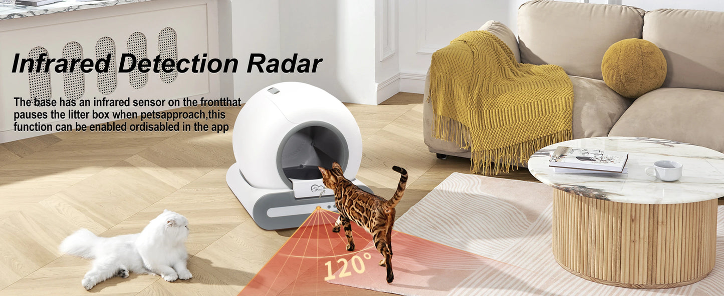 DOEL Smart Automatic Self-Cleaning Cat Litter Box with App Control and Mat – Large Multi-Cat Toilet