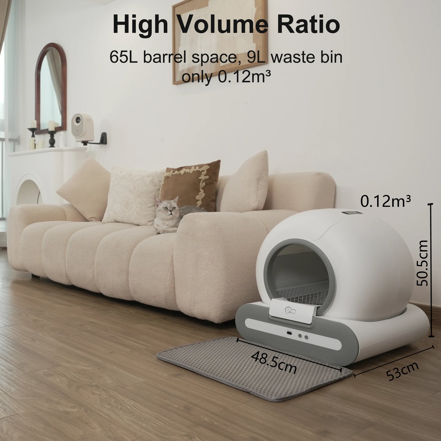 DOEL Smart Automatic Self-Cleaning Cat Litter Box with App Control and Mat – Large Multi-Cat Toilet